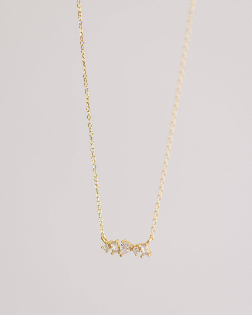 Gold Crystal Bar Necklace