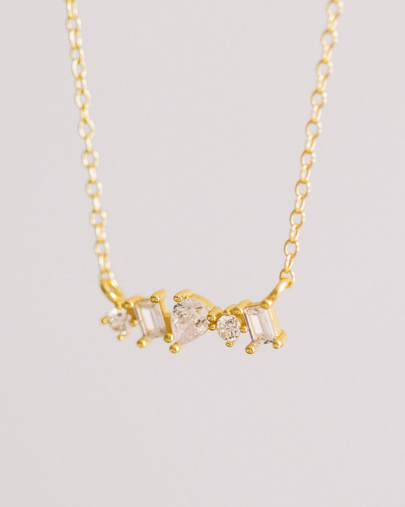 Gold Crystal Bar Necklace