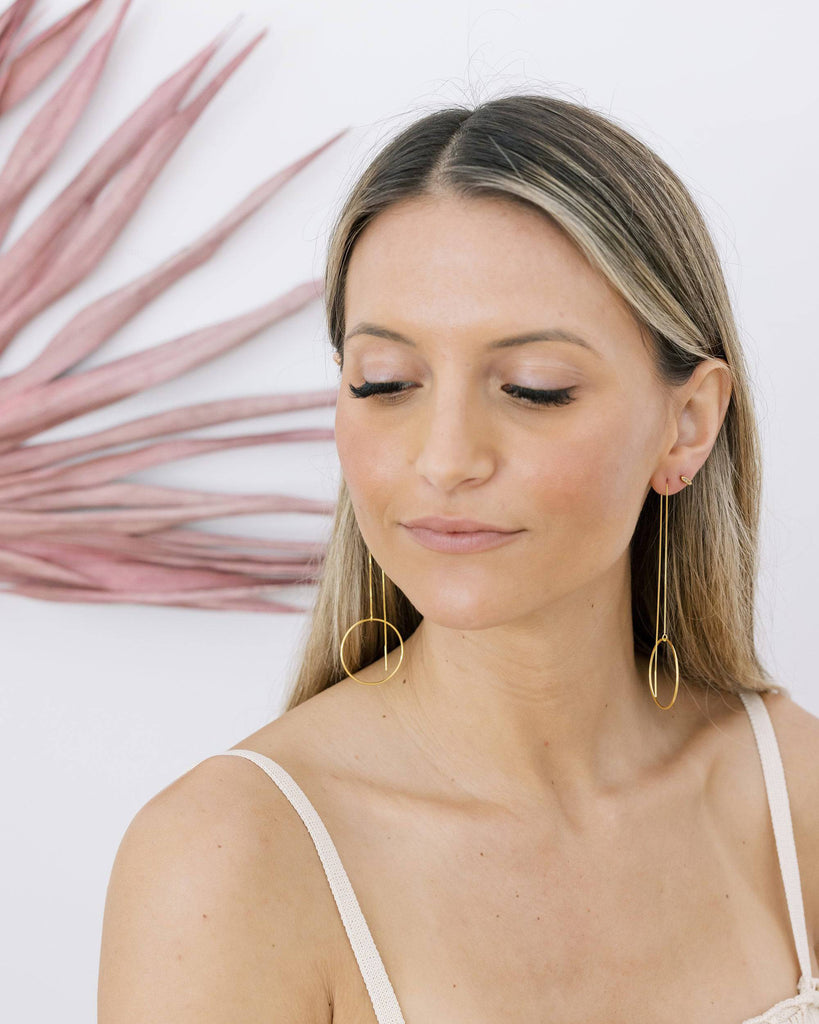 Gold Circle Drop Earrings