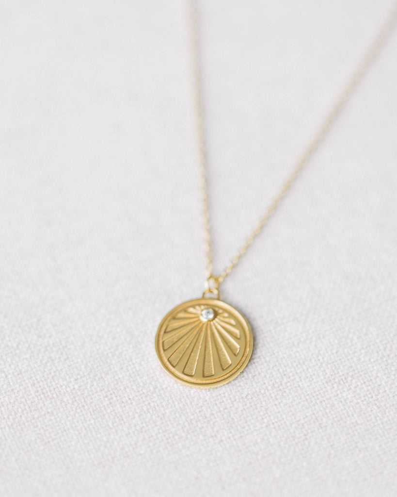 Gold Crystal Sunray Necklace