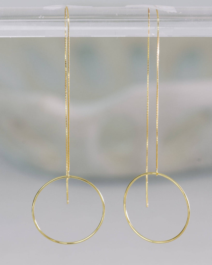 Gold Circle Drop Earrings