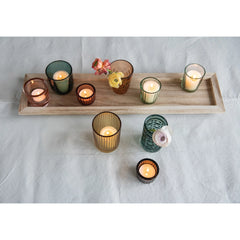 EMBOSSED GLASS VOTIVE TRAY