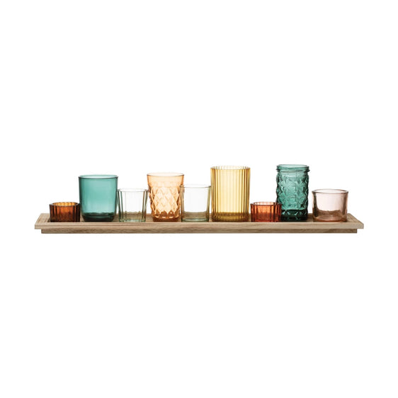 EMBOSSED GLASS VOTIVE TRAY